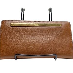 Fossil Brown Leather Clutch Wallet – Gold Hardware, Excellent Condition (NWT).